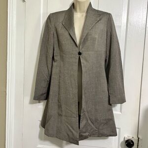 Philip DiCaprio Single Button Longline Blazer Gray Wool Silk Women’s 4